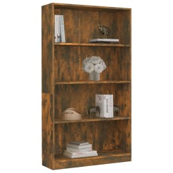   Libreria a 4 Ripiani Rovere Fumo 80x24x142 cm Legno ingegnerizzato