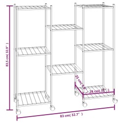   Portafiori con Ruote 83x25x83,5 cm Ferro Nero