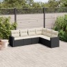 vidaXL Set Divano da Giardino 6 pz con Cuscini Nero in Polyrattan