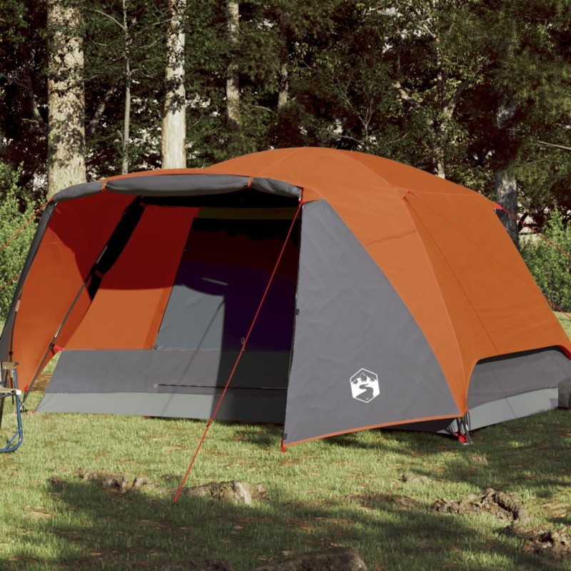 vidaXL Tenda Campeggio 6Persone Grigia e Arancione 412x370x190 Taffetà