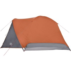 vidaXL Tenda Campeggio 6Persone Grigia e Arancione 412x370x190 Taffetà