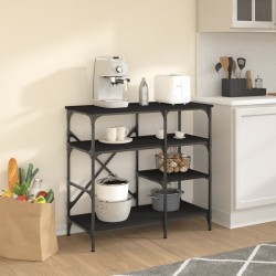 vidaXL Mobile da Cucina Nero 90x40x84 cm Legno Multistrato e Metallo