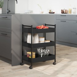 vidaXL Carrello da Cucina Nero 50x30x70 cm in Legno Multistrato