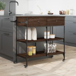 vidaXL Carrello da Cucina Rovere Marrone 105x42x95cm Legno Multistrato