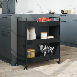 vidaXL Carrello da Cucina Nero 70x30x82 cm in Legno Multistrato