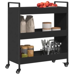 vidaXL Carrello da Cucina Nero 70x30x82 cm in Legno Multistrato