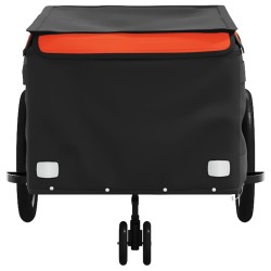 vidaXL Rimorchio da Bici Nero e Arancione 45 kg in Ferro