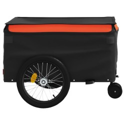 vidaXL Rimorchio da Bici Nero e Arancione 45 kg in Ferro