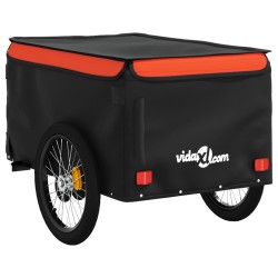 vidaXL Rimorchio da Bici Nero e Arancione 45 kg in Ferro