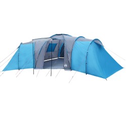 vidaXL Tenda da Campeggio 12 Persone Blu 840x720x200 cm Taffetà 185T