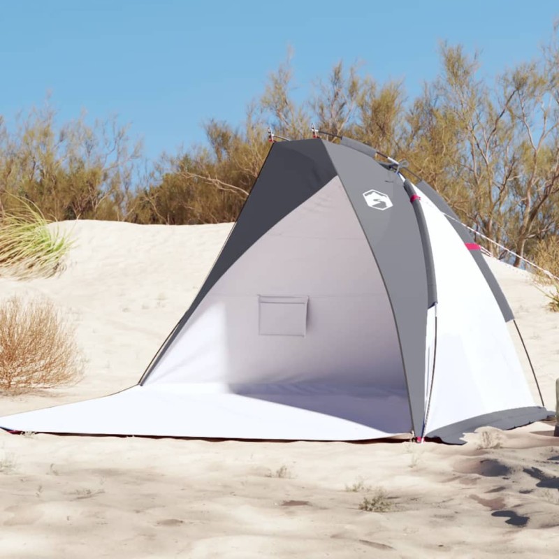 vidaXL Tenda da Spiaggia Grigia 268x223x125 cm Taffetà 185T