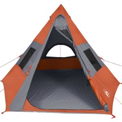 vidaXL Tenda Campeggio 7Persone Grigia e Arancione 350x350x280 Taffetà