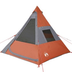 vidaXL Tenda Campeggio 7Persone Grigia e Arancione 350x350x280 Taffetà