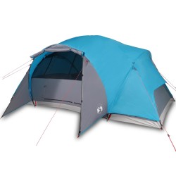 vidaXL Tenda da Campeggio 8 Persone Blu 360x430x195 cm Taffetà 190T