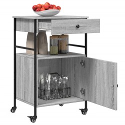 vidaXL Carrello da Cucina Grigio Sonoma 56x43x89,5cm Legno Multistrato