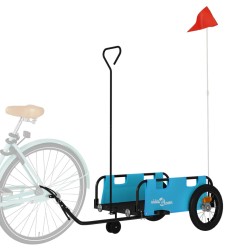 vidaXL Rimorchio da Bici Blu Oxford e Ferro