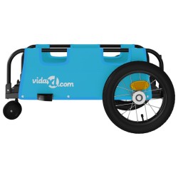 vidaXL Rimorchio da Bici Blu Oxford e Ferro