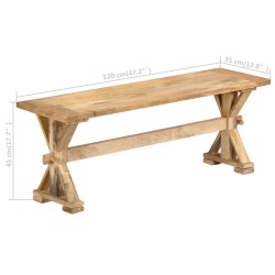 vidaXL Panca da Ingresso 120x35x45 cm in Legno Massello di Mango