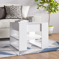   Tavolino da Salotto Bianco 55,5x55x45 cm in Legno ingegnerizzato