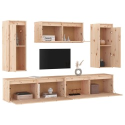 Mobili Porta TV 5 pz in Legno Massello di Pino