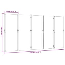 vidaXL Divisorio a 5 Pannelli Grigio Chiaro 350x180 cm