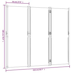 vidaXL Divisorio a 3 Pannelli Grigio Chiaro 210x180 cm