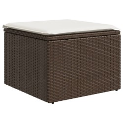 vidaXL Sgabello Giardino con Cuscino Marrone 55x55x37 cm in Polyrattan