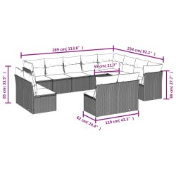 vidaXL Set Divani da Giardino 12 pz con Cuscini Marrone in Polyrattan