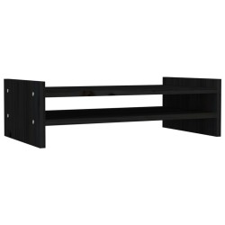   Supporto per Monitor Nero 50x27x15 cm in Legno Massello di Pino