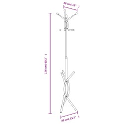 vidaXL Appendiabiti Nero 176 cm in Ferro Verniciato a Polvere