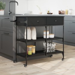 vidaXL Carrello da Cucina Nero 105x42x95 cm in Legno Multistrato