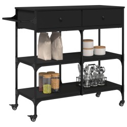 vidaXL Carrello da Cucina Nero 105x42x95 cm in Legno Multistrato