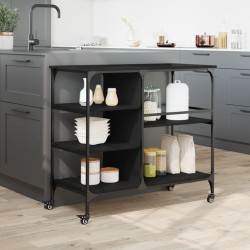 vidaXL Carrello da Cucina Nero 100x45x89,5 cm in Legno Multistrato