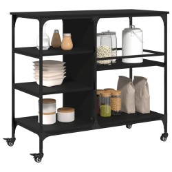 vidaXL Carrello da Cucina Nero 100x45x89,5 cm in Legno Multistrato