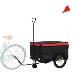 vidaXL Rimorchio da Bici Nero e Rosso 45 kg in Ferro