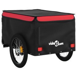 vidaXL Rimorchio da Bici Nero e Rosso 45 kg in Ferro