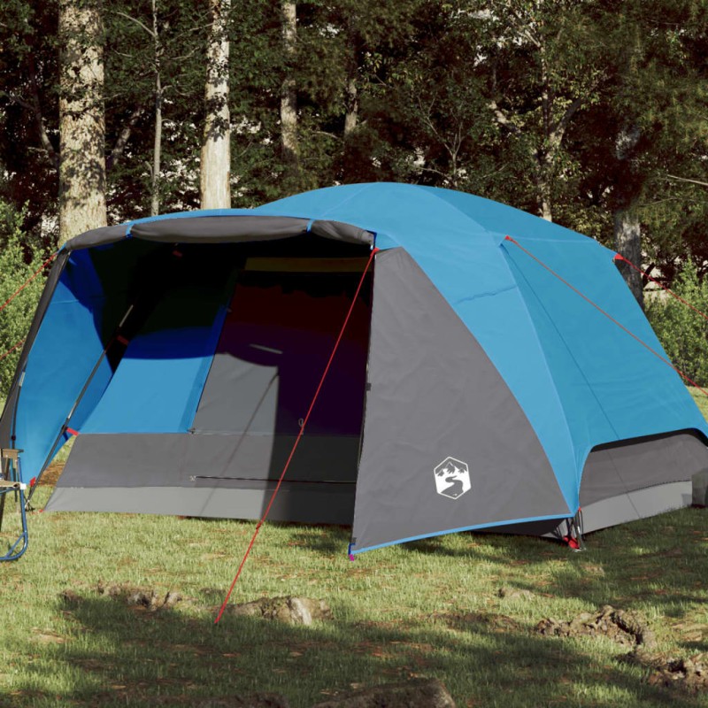 vidaXL Tenda da Campeggio 4 Persone Blu 350x280x155 cm Taffetà 190T