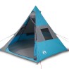 vidaXL Tenda da Campeggio 7 Persone Blu 350x350x280 cm Taffetà 185T