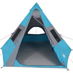 vidaXL Tenda da Campeggio 7 Persone Blu 350x350x280 cm Taffetà 185T