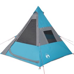 vidaXL Tenda da Campeggio 7 Persone Blu 350x350x280 cm Taffetà 185T