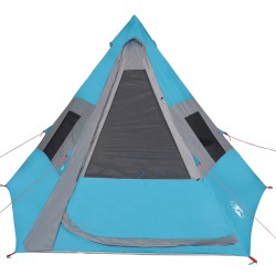 vidaXL Tenda da Campeggio 7 Persone Blu 350x350x280 cm Taffetà 185T