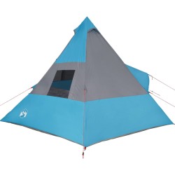 vidaXL Tenda da Campeggio 7 Persone Blu 350x350x280 cm Taffetà 185T