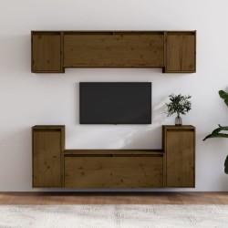   Mobili Porta TV 6 pz Miele in Legno Massello di Pino