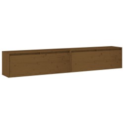   Pensili 2 pz Marrone Miele 100x30x35 cm Legno Massello di Pino