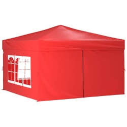 Tenda per Feste Pieghevole con Pareti Laterali Rosso 3x3 m