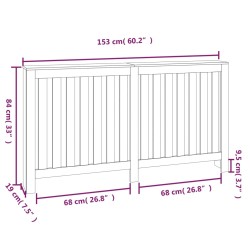   Copertura Termosifone Nera 153x19x84 cm Legno Massello di Pino