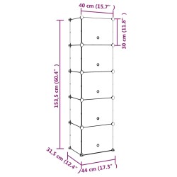 vidaXL Scarpiera Trasparente 44x31,5x153,5 cm in PP