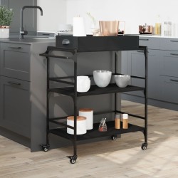 vidaXL Carrello da Cucina Nero 81,5x41x92,5 cm in Legno Multistrato