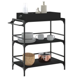 vidaXL Carrello da Cucina Nero 81,5x41x92,5 cm in Legno Multistrato