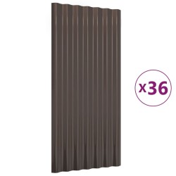 vidaXL Pannelli Tetto 36 pz Acciaio Verniciato Polvere Marrone 80x36cm